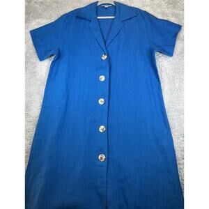Courtney Washington Women Blue Long 100% Silk Jacket Lagenlook Boho Coastal Med‎